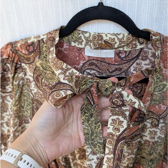 Ulla Johnson Maris Paisley-print Silk Crepe Bow Ruffle Mini Dress, size 8 - Picture 4 of 13